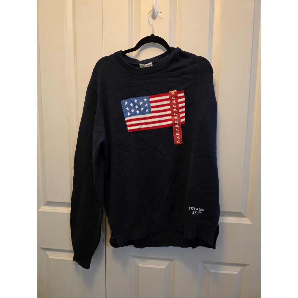 State of Mine Americana Sweater Navy Blue American Flag 250th Anniversary XL NWT